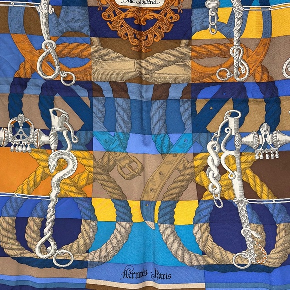 Hermes Della Cavalleria double face scarf 90 - Picture 1 of 6